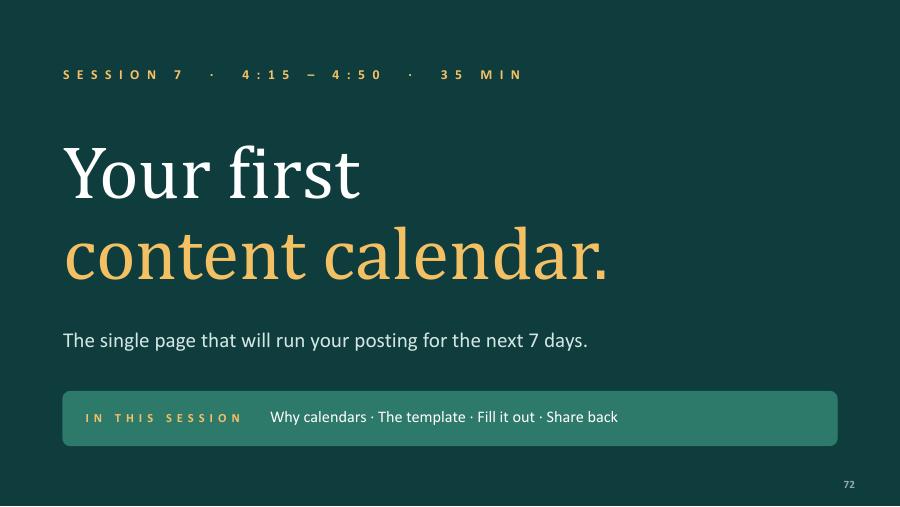 Content Calendar preview