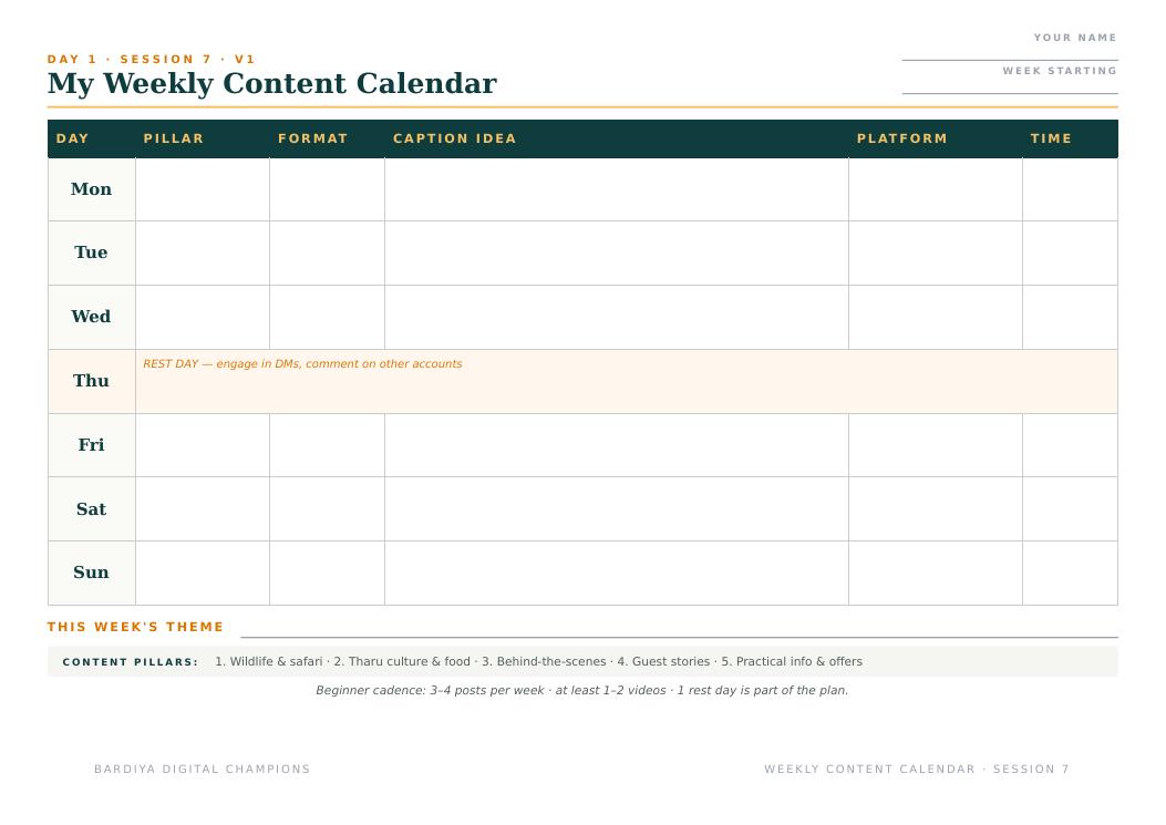 Content Calendar preview